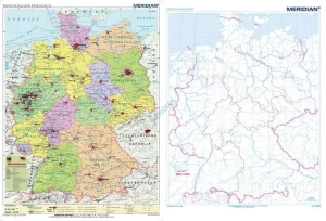 DUO Deutschland politisch / stumm - dwustronna mapa ścienna w języku niemieckim