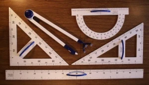 Magnetyczne przybory matematyczne z cyrklem 