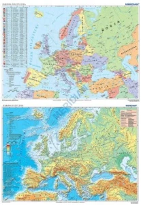 DUO Europa fizyczna z elementami ekologii / Europa polityczna (2017) - dwustronna mapa ścienna