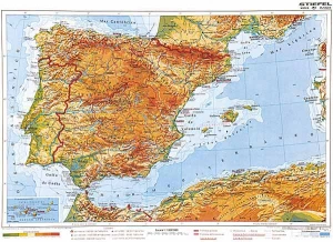Hiszpania i Portugalia - mapa fizyczna
